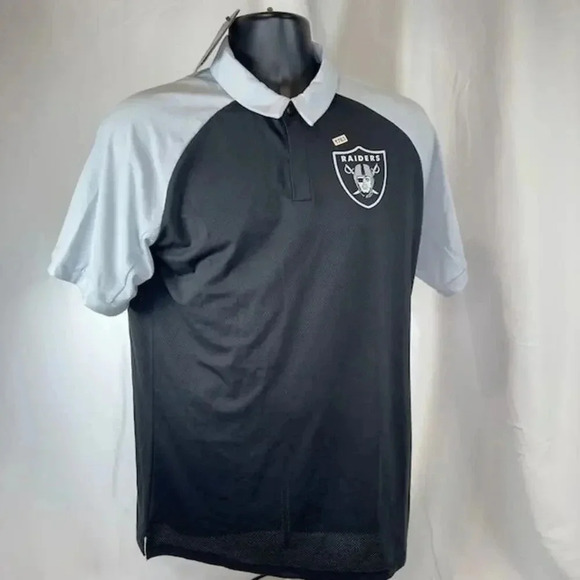 NEW Nike NFL Las Vegas Raiders Tri-Blend Performance Polo Black Gray Mens Small - Picture 2 of 7